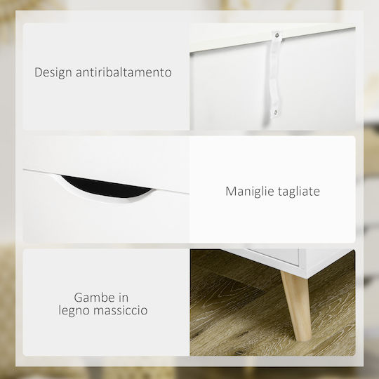 Wooden Chest of Drawers with 5 Drawers White 60x40x77.5cm