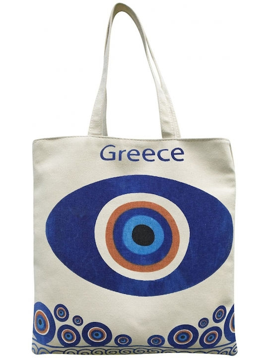 Summertiempo Strandtasche aus Segeltuch mit Muster Auge Blau