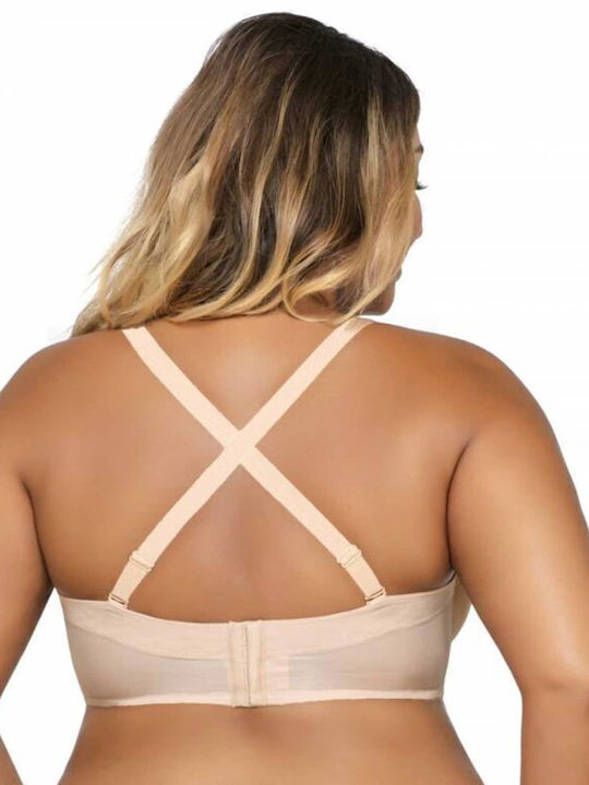 Μπεζ Strapless Σουτιέν με Ελαφριά Ενίσχυση & Μπανέλες