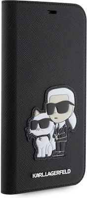 Karl Lagerfeld Karl & Choupette Carte Piele artificială Negru (iPhone 13 Pro) KLBKP13LSANKCPK