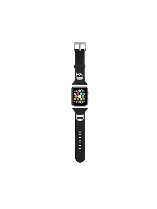 Karl Lagerfeld Karl & Choupette Heads Λουράκι Σιλικόνης Μαύρο (Apple Watch 38/40/41mm)