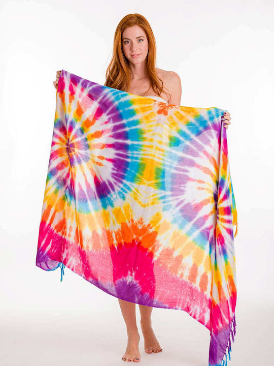 Pareo with Print with Print and Fringes Colorful