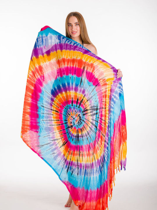 Pareo with Print with Print and Fringes Colorful