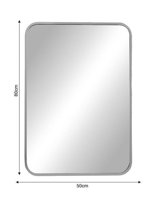 Pakketo Classy Wall Mirror with Silver Metallic Frame 80x50cm 1pcs