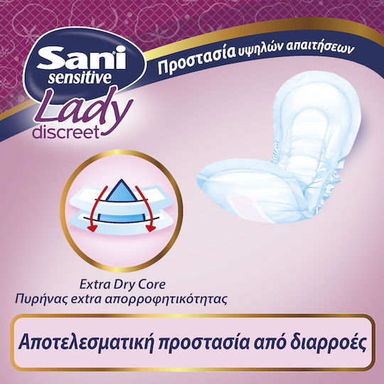 Sani Sensitive Lady Extra Large No6 Women's Incontinence Pad Heavy Flow 6 Drops 10pcs