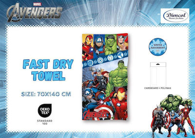 Πετσέτα Θαλάσσης Quick Dry Marvel Avengers 04 70x140 Digital Print Blue 100% Microfiber