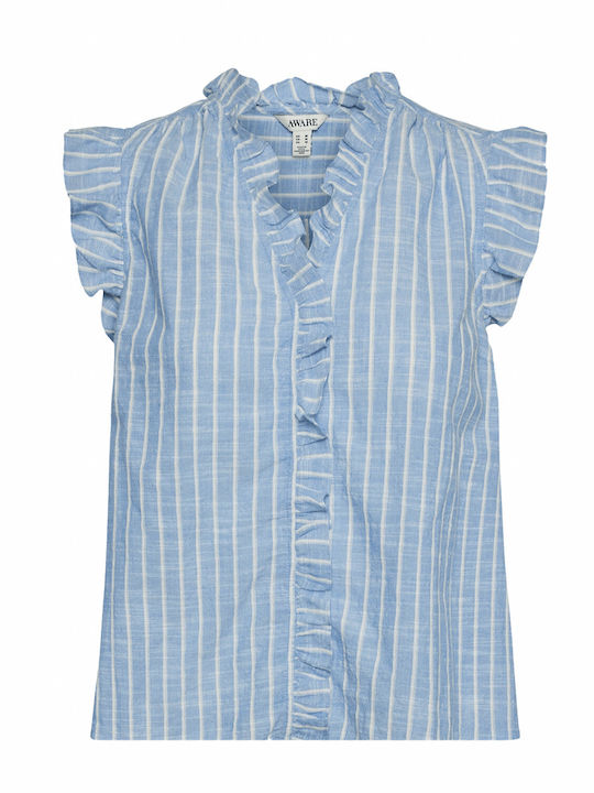 Vero Moda Women's Striped Sleeveless Shirt Blue