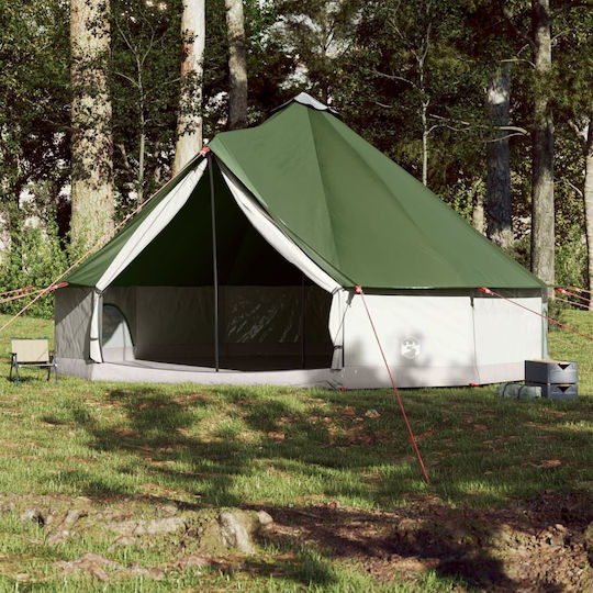 vidaXL Σκηνή Camping Teepee Πράσινη για 12 Άτομα 600x600x350εκ.