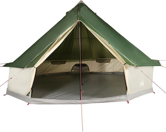 vidaXL Σκηνή Camping Teepee Πράσινη για 12 Άτομα 600x600x350εκ.
