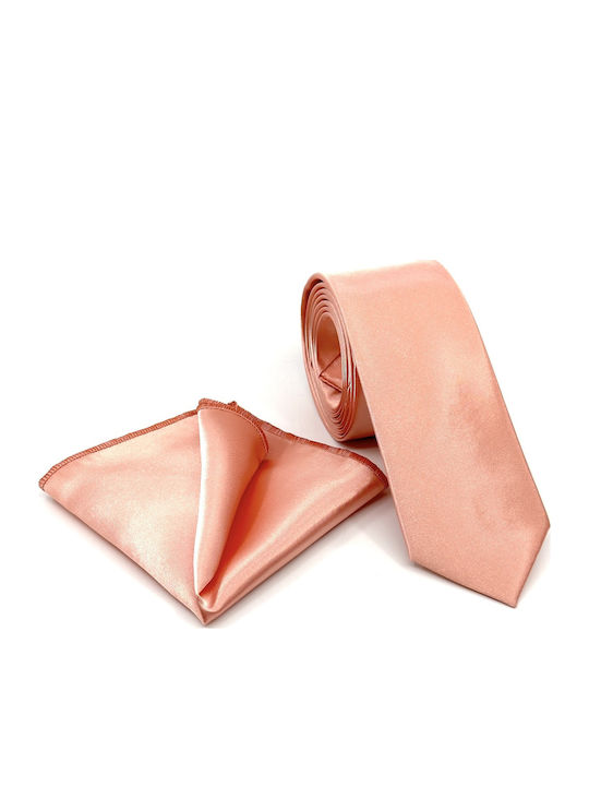 Legend Accessories Σετ Ανδρικής Γραβάτας με Σχέδια σε Πορτοκαλί Χρώμα