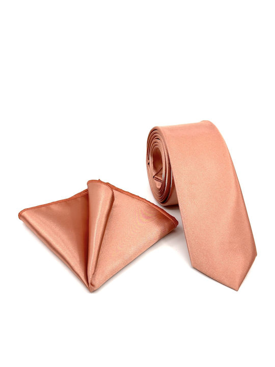 Legend Accessories Σετ Ανδρικής Γραβάτας Μονόχρωμη σε Πορτοκαλί Χρώμα