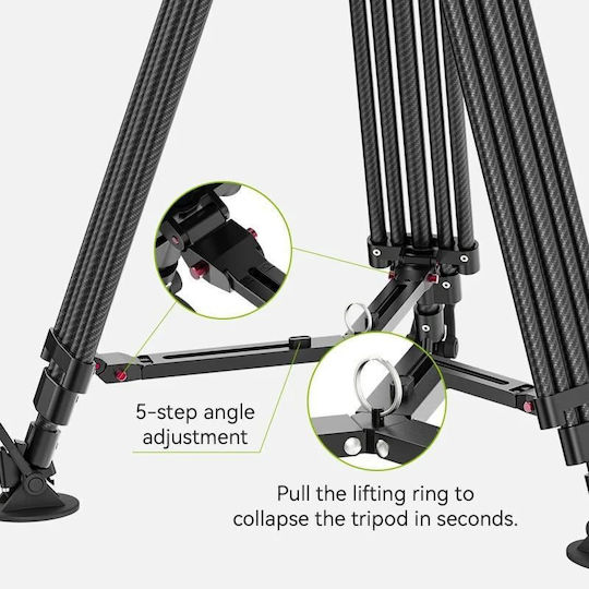 Ulanzi Ulanzi Videostative aus Aluminium mit Hydraulischer Kopfart und Maximaler Belastung von 10kg bis 164cm