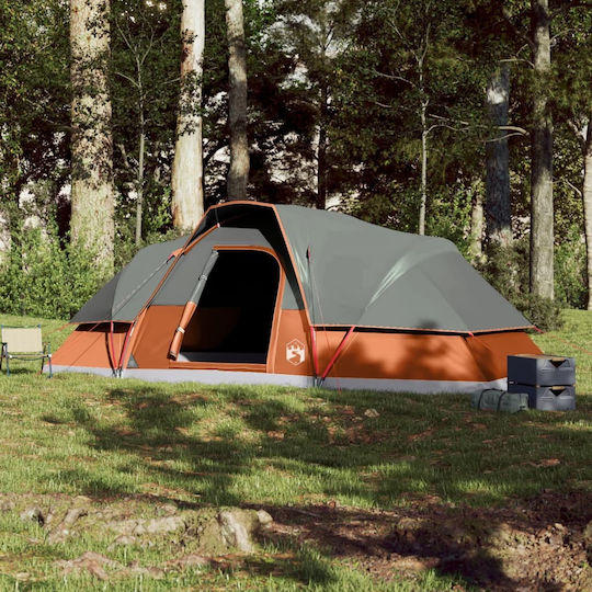 vidaXL Camping Tent Tunnel Orange 3 Seasons for 9 People 488x274x190cm