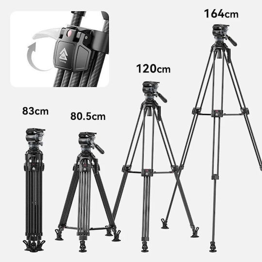 Ulanzi Ulanzi Videostative aus Aluminium mit Hydraulischer Kopfart und Maximaler Belastung von 10kg bis 164cm