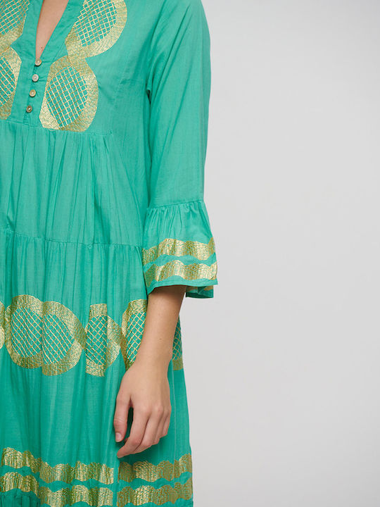 Summer Maxi Dress with Ruffles Green