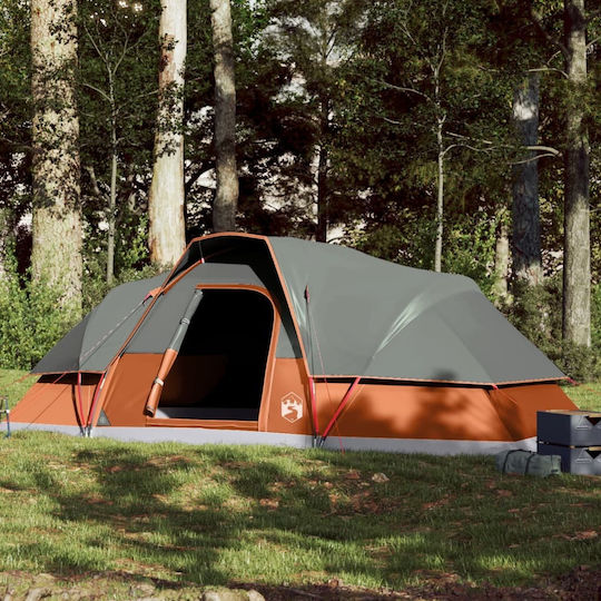 vidaXL Camping Tent Tunnel Orange 3 Seasons for 9 People 488x274x190cm