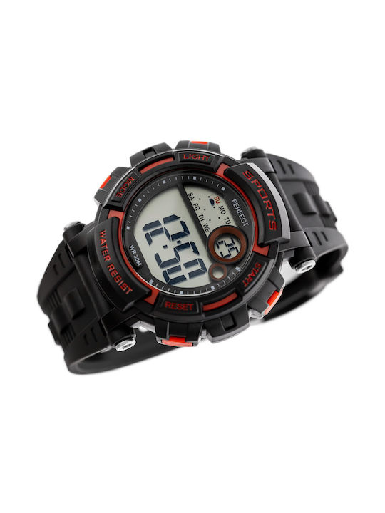 Perfect Kids Digital Watch with Rubber/Plastic Strap Black