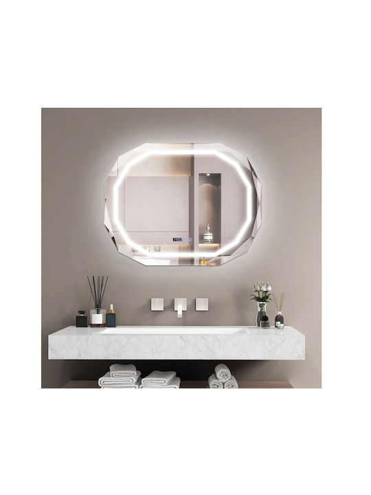 Costway Καθρέπτης Μπάνιου Led 91.5x71cm Ασημί