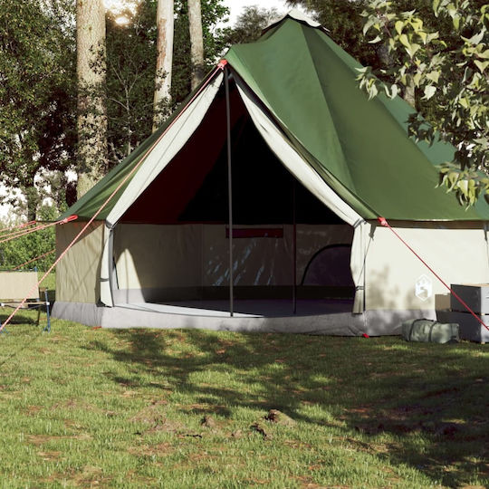 vidaXL Camping Tent Teepee Green 4 Seasons for 10 People 500x500x300cm