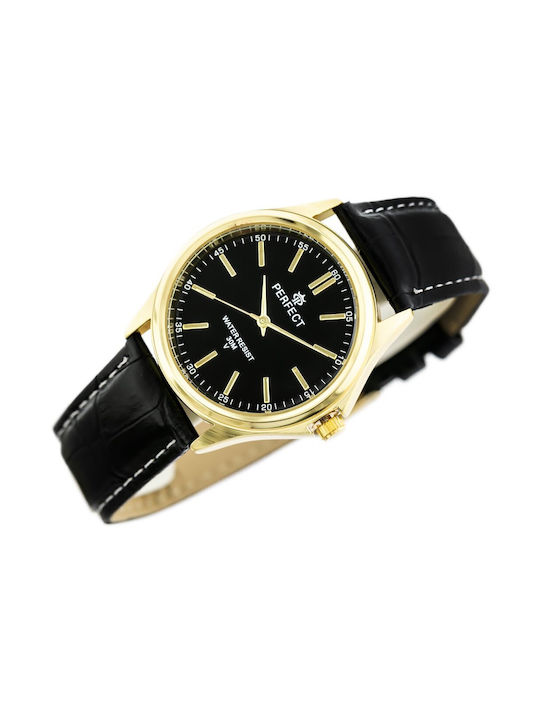 Perfect Watch Battery with Black Leather Strap