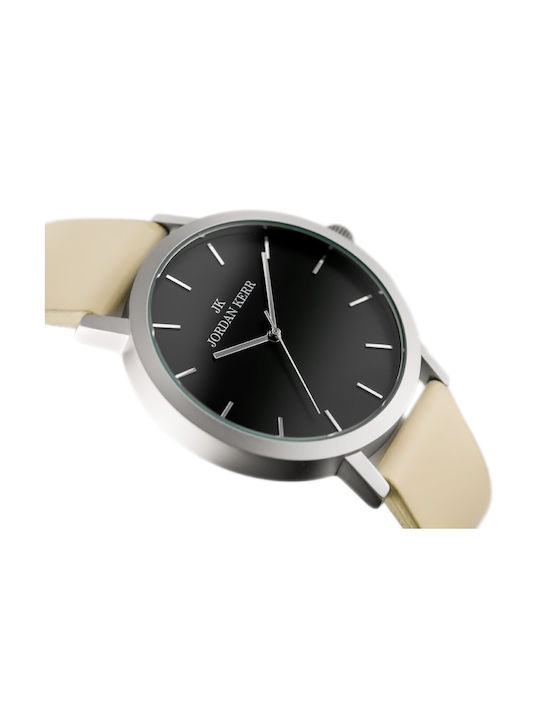Jordan Kerr Ανδρικό Ρολόι 37mm Μπαταρίας με Μπεζ Δερμάτινο Λουράκι