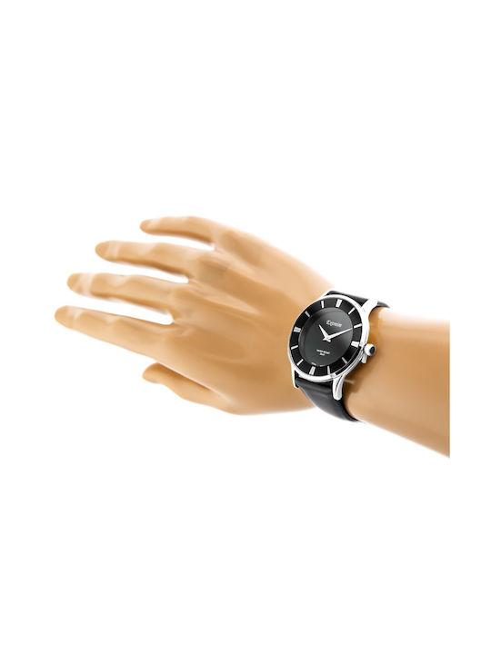Extreim Herrenuhr 50mm Batterie mit Schwarz Lederarmband