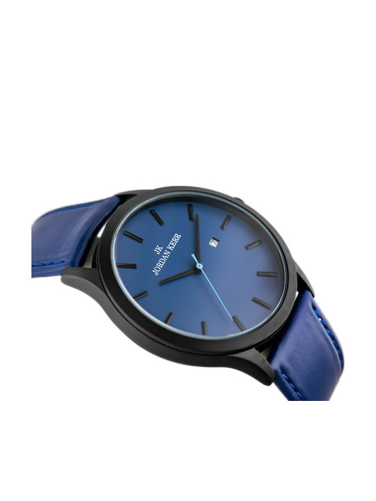 Jordan Kerr Men's Watch 35mm Battery with Blue Leather Strap
