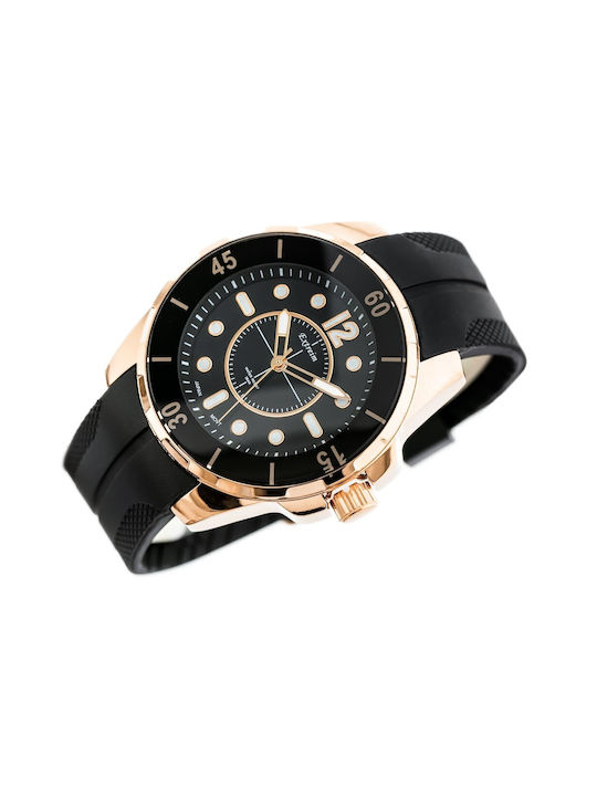 Extreim Ανδρικό Ρολόι 51mm Μπαταρίας με Μαύρο Καουτσούκ Λουράκι