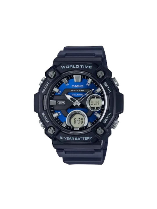 Casio Digital Watch Battery with Blue Rubber Strap