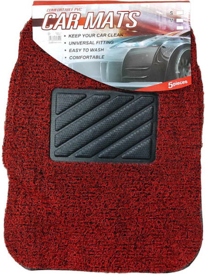 Set of Front and Rear Mats Universal 4pcs Red