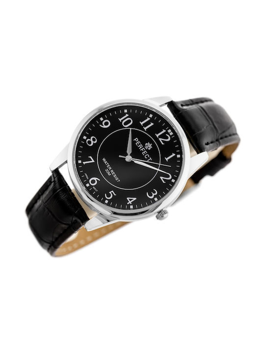 Perfect Watch Battery with Black Leather Strap