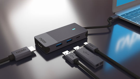 Rapoo UCM-2001 USB-C Docking Station mit HDMI 4K PD Schwarz