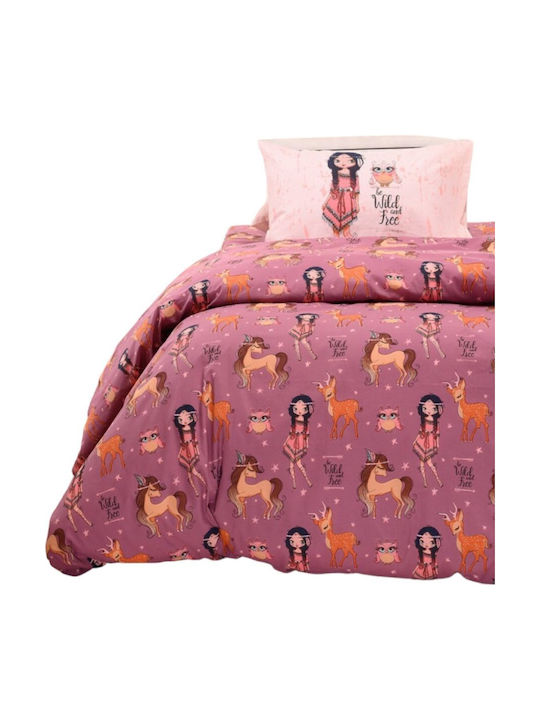 Queen Mother Сет Единично Лилав 170x270см