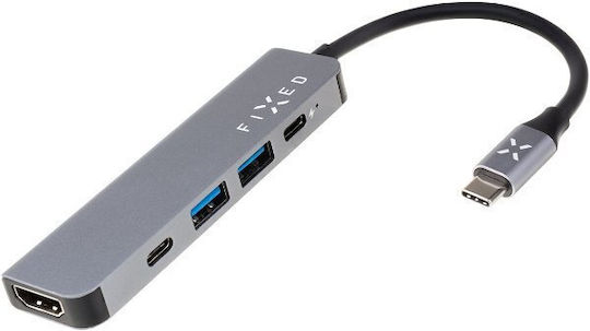 Fixed 5V1 USB-C Докинг станция с HDMI 4K PD Сив