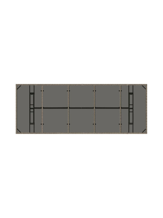 Masa pentru spații exterioare Rattan cu suprafață din sticlă Gri 240x90x75buc