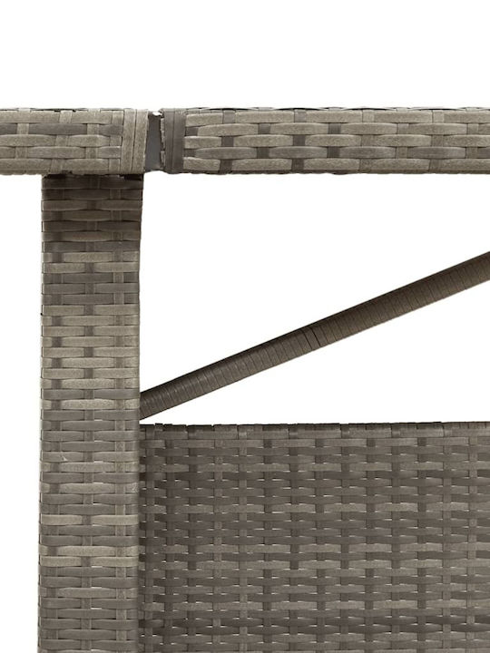 Masa pentru spații exterioare Rattan cu suprafață din sticlă Gri 240x90x75buc