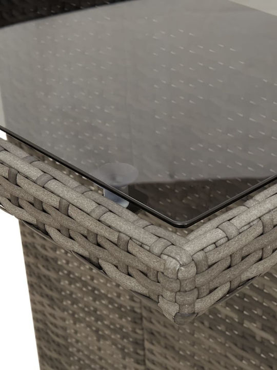 Masa pentru spații exterioare Rattan cu suprafață din sticlă Gri 240x90x75buc