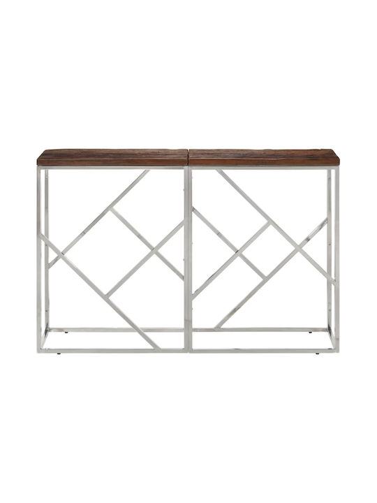 Console Table of Solid Wood & Metal Silver L110xW30xH70cm