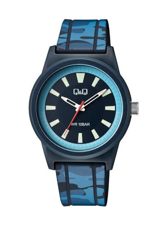 Q&Q Men's Watch 40mm Battery with Blue Rubber Strap