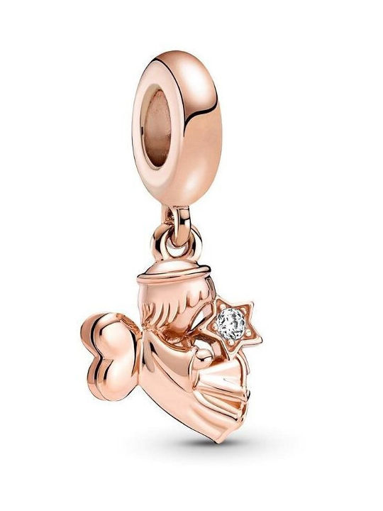 Pandora Charm with Pink Gold Plating with Zircon