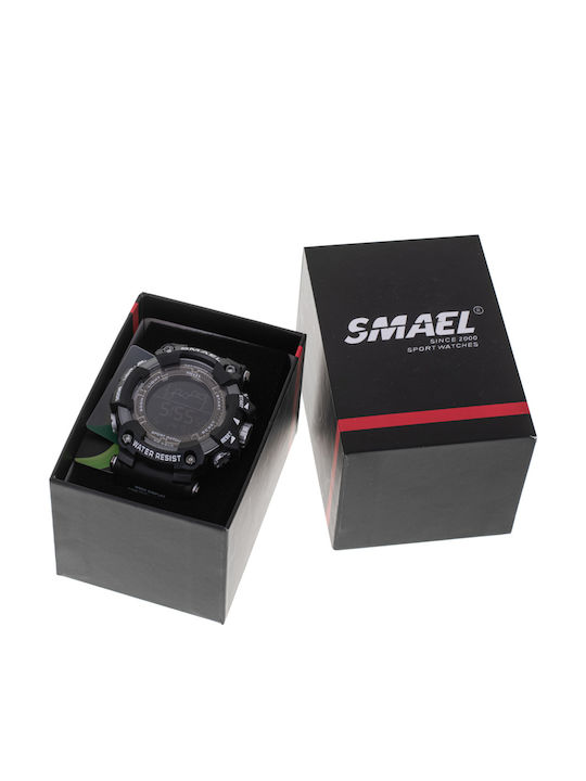 Smael Ψηφιακό Ανδρικό Ρολόι 60mm Μπαταρίας με Μαύρο Καουτσούκ Λουράκι