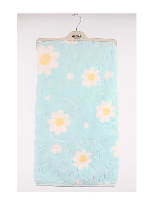 Recos Blanket Nursery Swaddling Blankets Velvet Light Blue Light Blue 95x110cm
