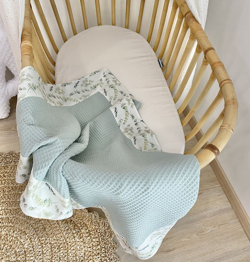 Velvet White Pătură Pepinieră Swaddling Cu Eucalipt 65x65cm