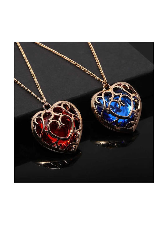 Blue Heart Pendant Necklace with Gold Casing Chain