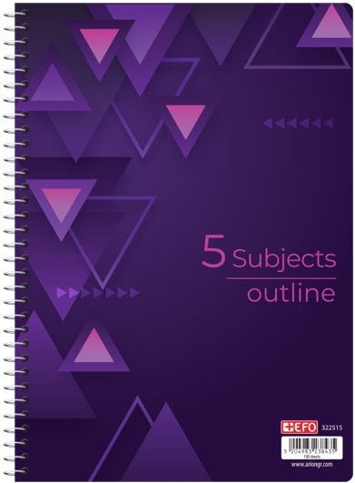 +Efo Spiral Notebook Homework A4 150 Sheets 5 Subjects Outline 1pcs (Μiscellaneous Designs/Colors)
