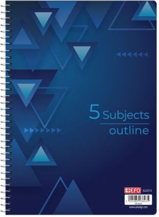 +Efo Spiral Notebook Homework A4 150 Sheets 5 Subjects Outline 1pcs (Μiscellaneous Designs/Colors)