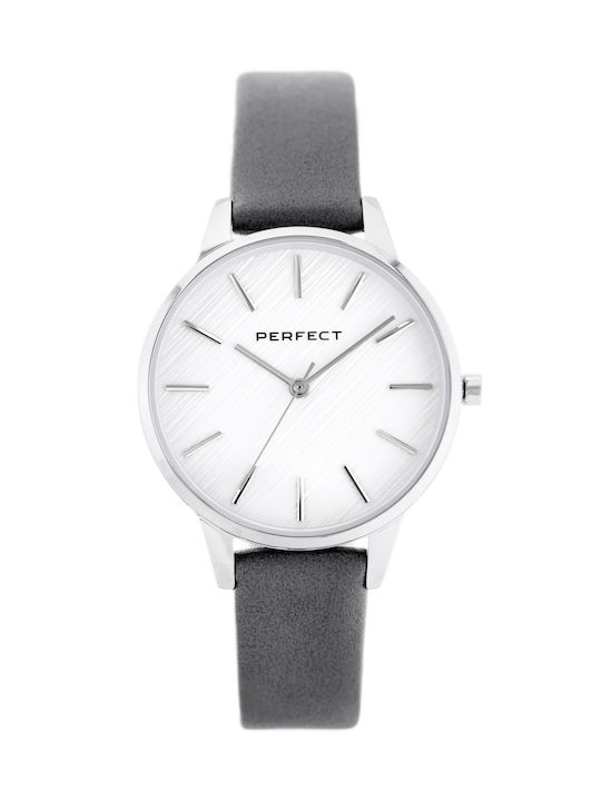 Perfect Watch with Gray Leather Strap