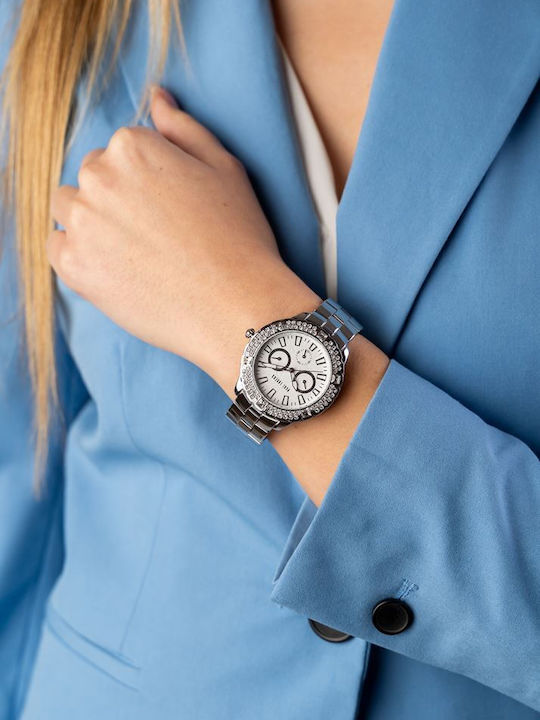 Paul Lorens Women's Watch Chronograph with Silver Metal Bracelet