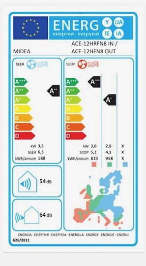 Midea Ace Aparat De Aer Condiționat Inverter 12000 BTU A++/A+ Cu Umidificator - Ionizator Și WiFi