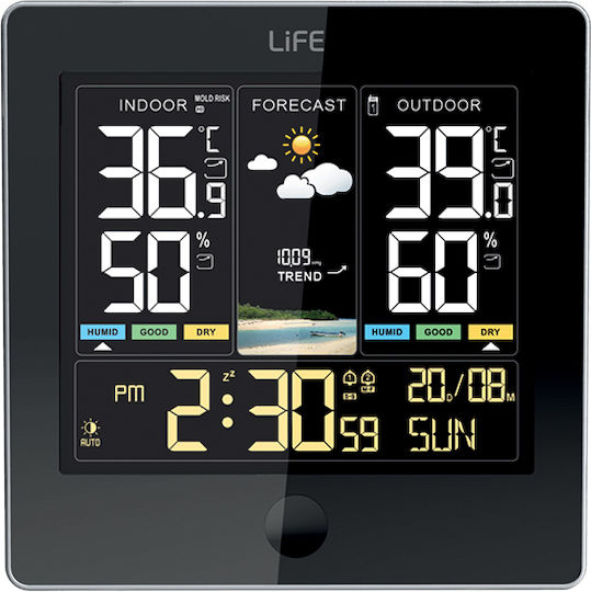 Life Alpine 221-0392 Ασύρματος Μετεωρολογικός Σταθμός Ψηφιακός Επιτραπέζιος / Επίτοιχος Μαύρος